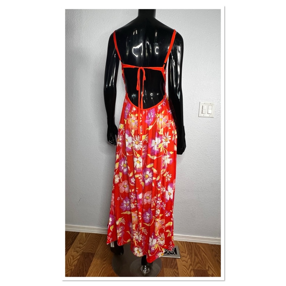 FREE PEOPLE Wisteria Maxi Dress Floral Vibrant Orange Sz M Viscous - Picture 7 of 12